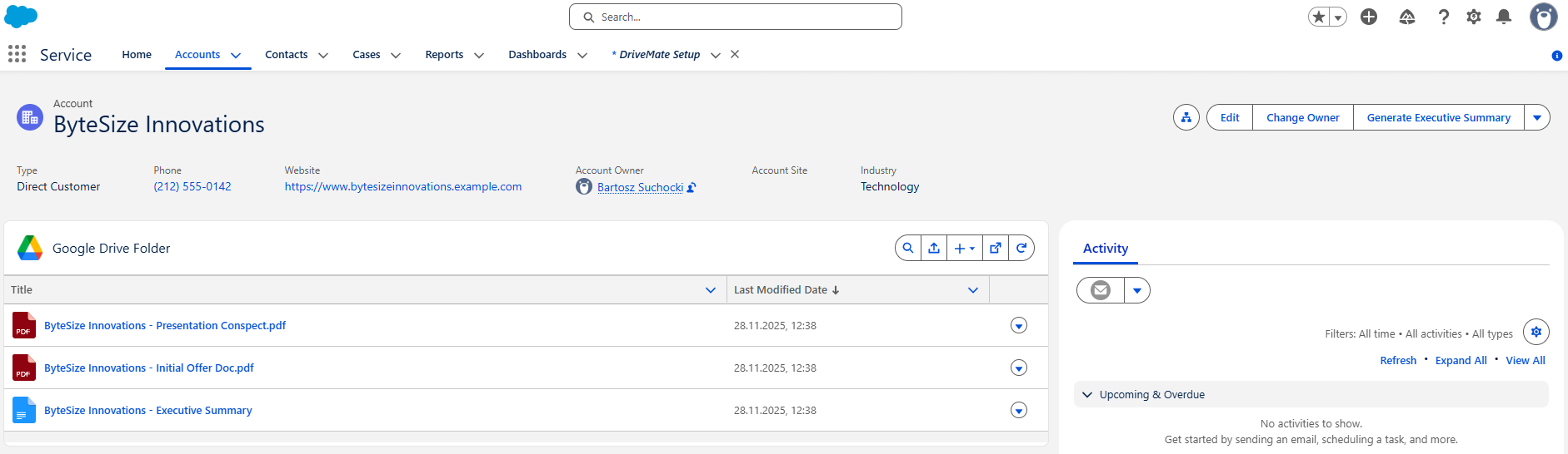 DriveMate Google Drive Folder component - general usage
