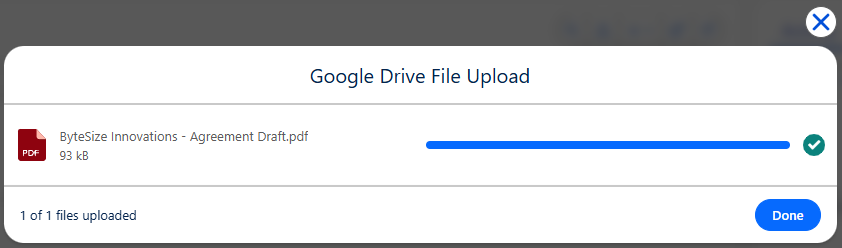 DriveMate Google Drive Folder component - uploading files modal