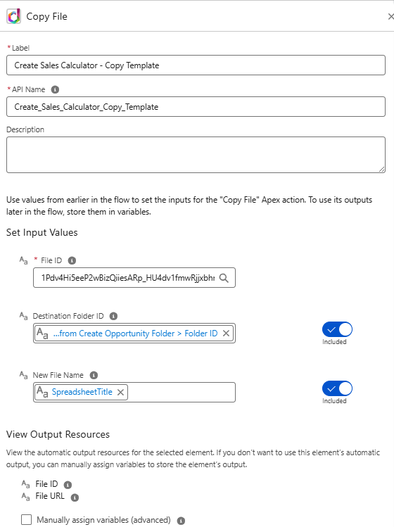 Copy File action configuration